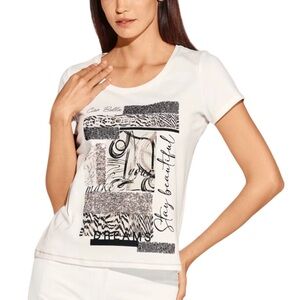 Alba Moda Short Sleeve Off White T-Shirt NWT Size 16